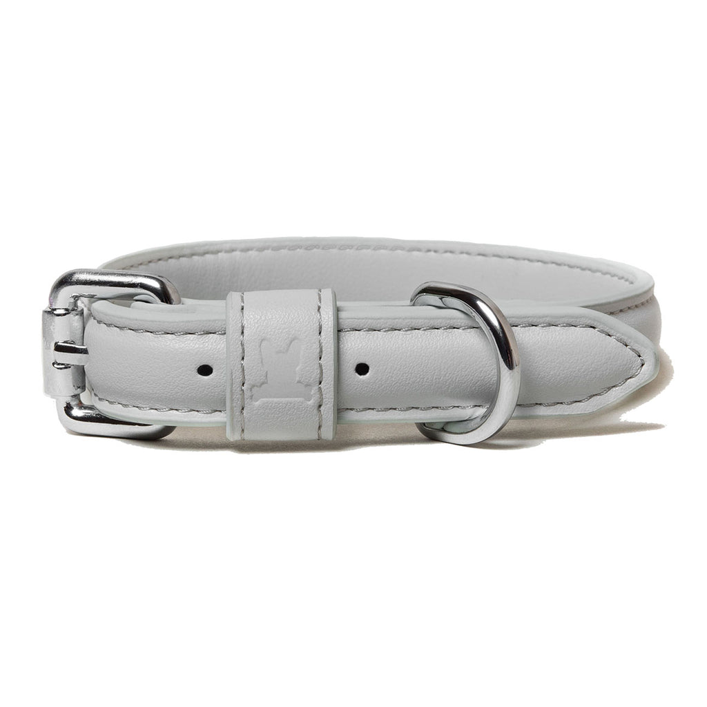 Shark grey vegan leather dog collar