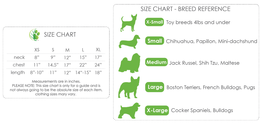 eco dog coat sizes