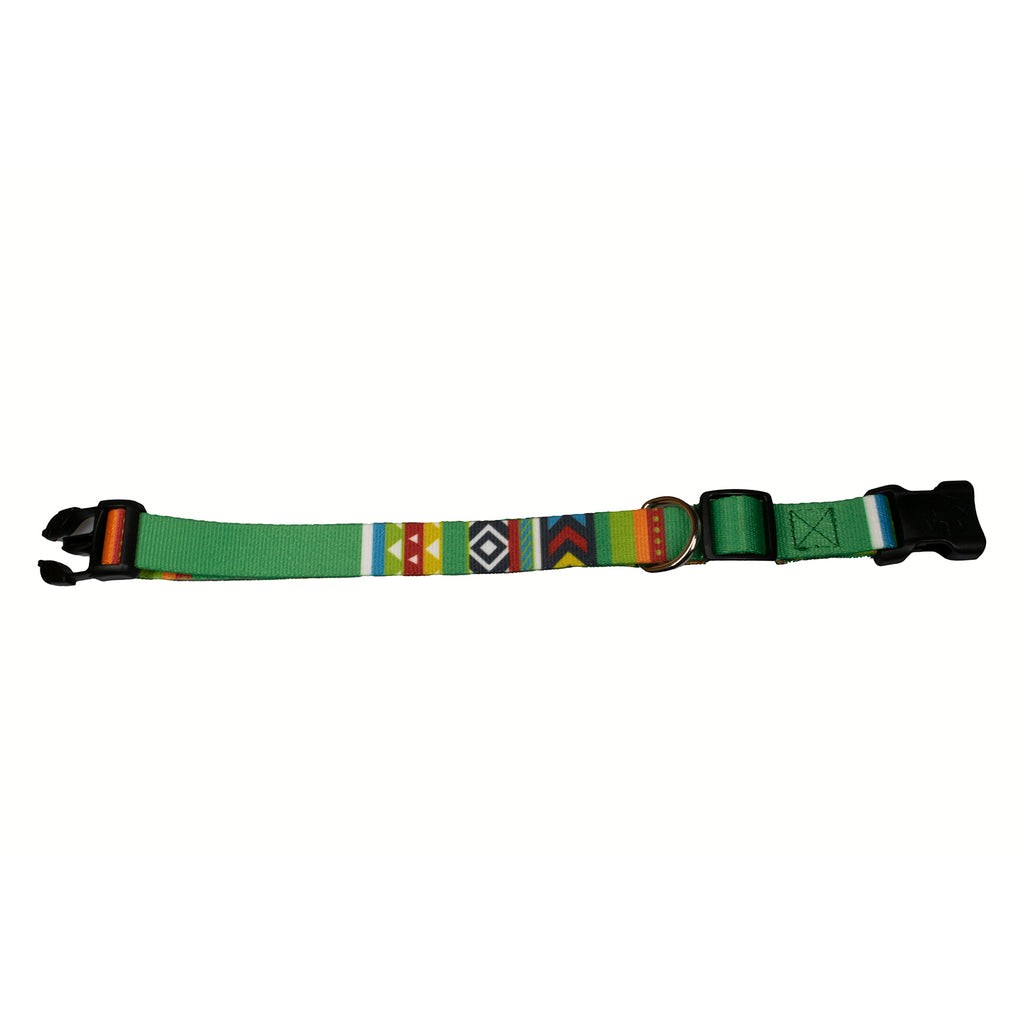 green geometric print dog collar