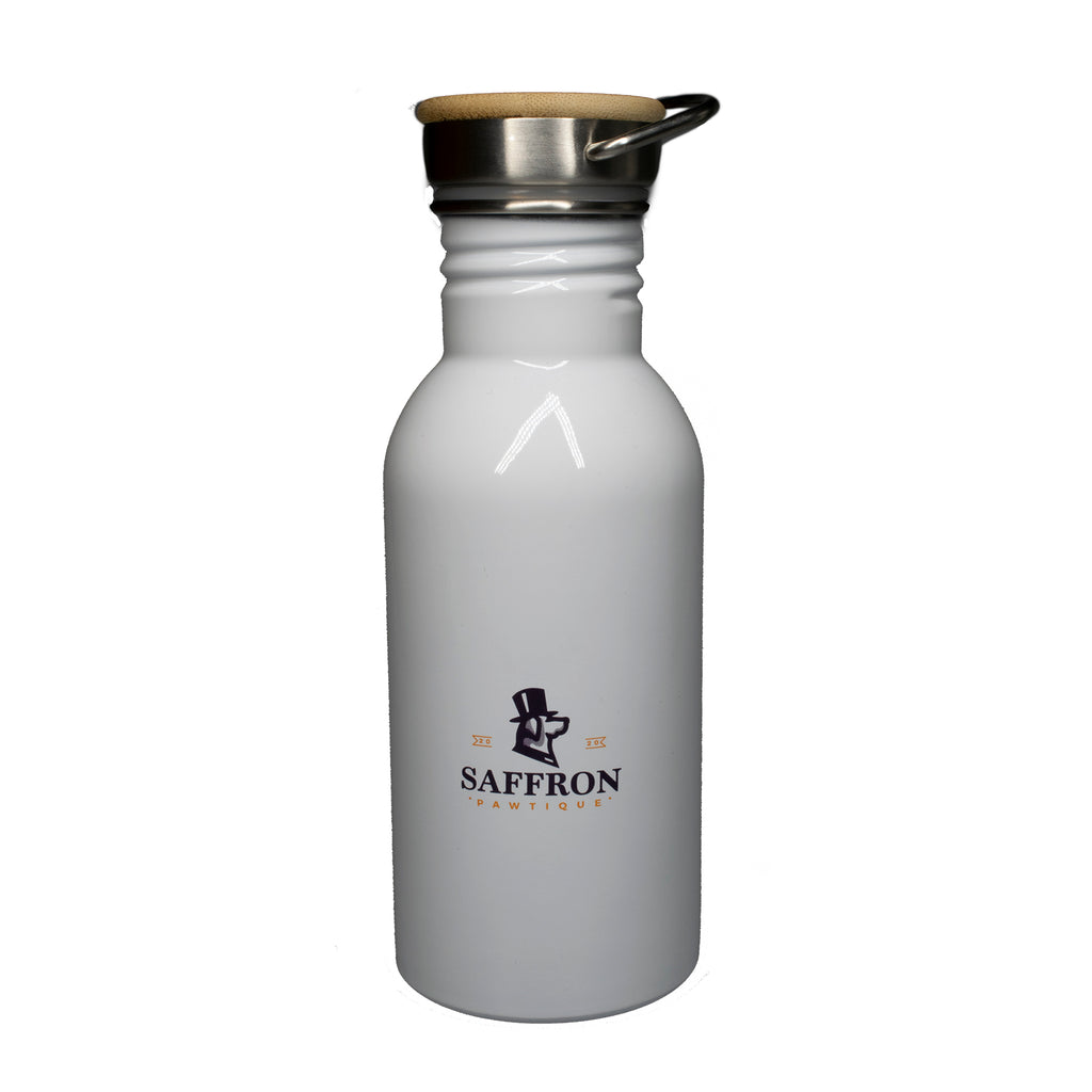 white eco-friendly water bottle from Saffron Pawtique UK
