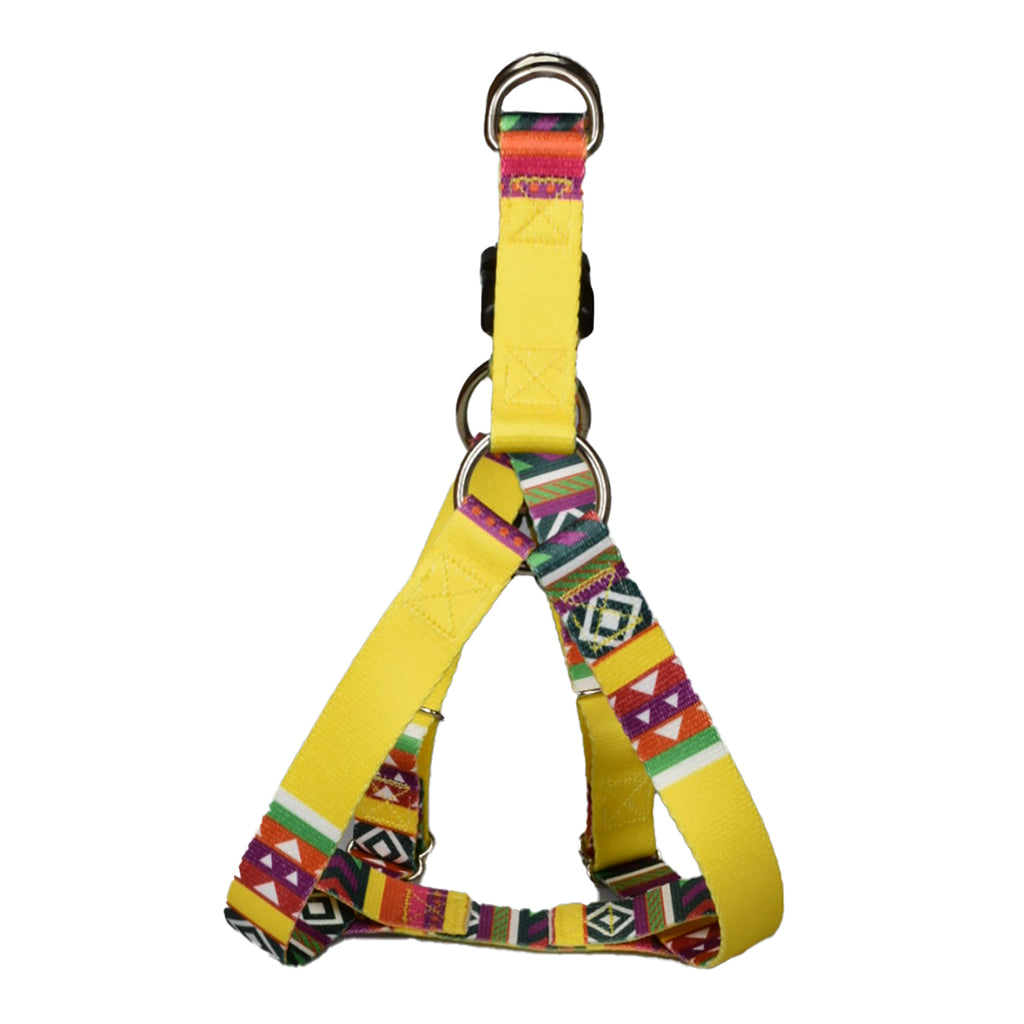 yellow geometric print dog harness