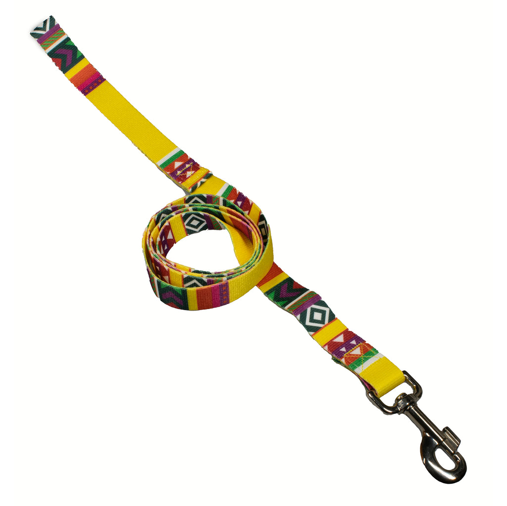 yellow geometric print dog lead