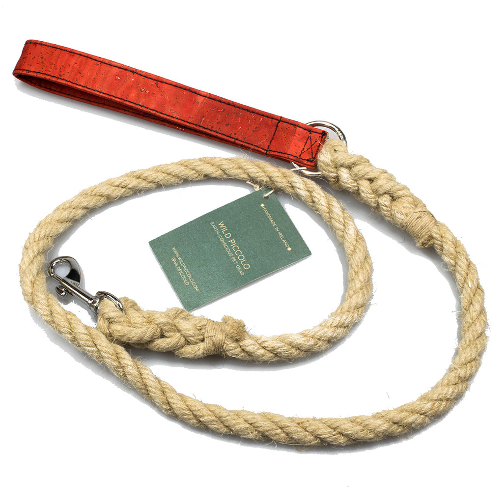 dog lead made from hemp and cork