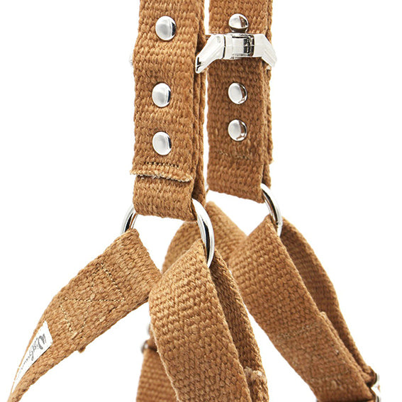 Studded Tea-Stained Just Hemp Adjustable Step-In Dog Harness