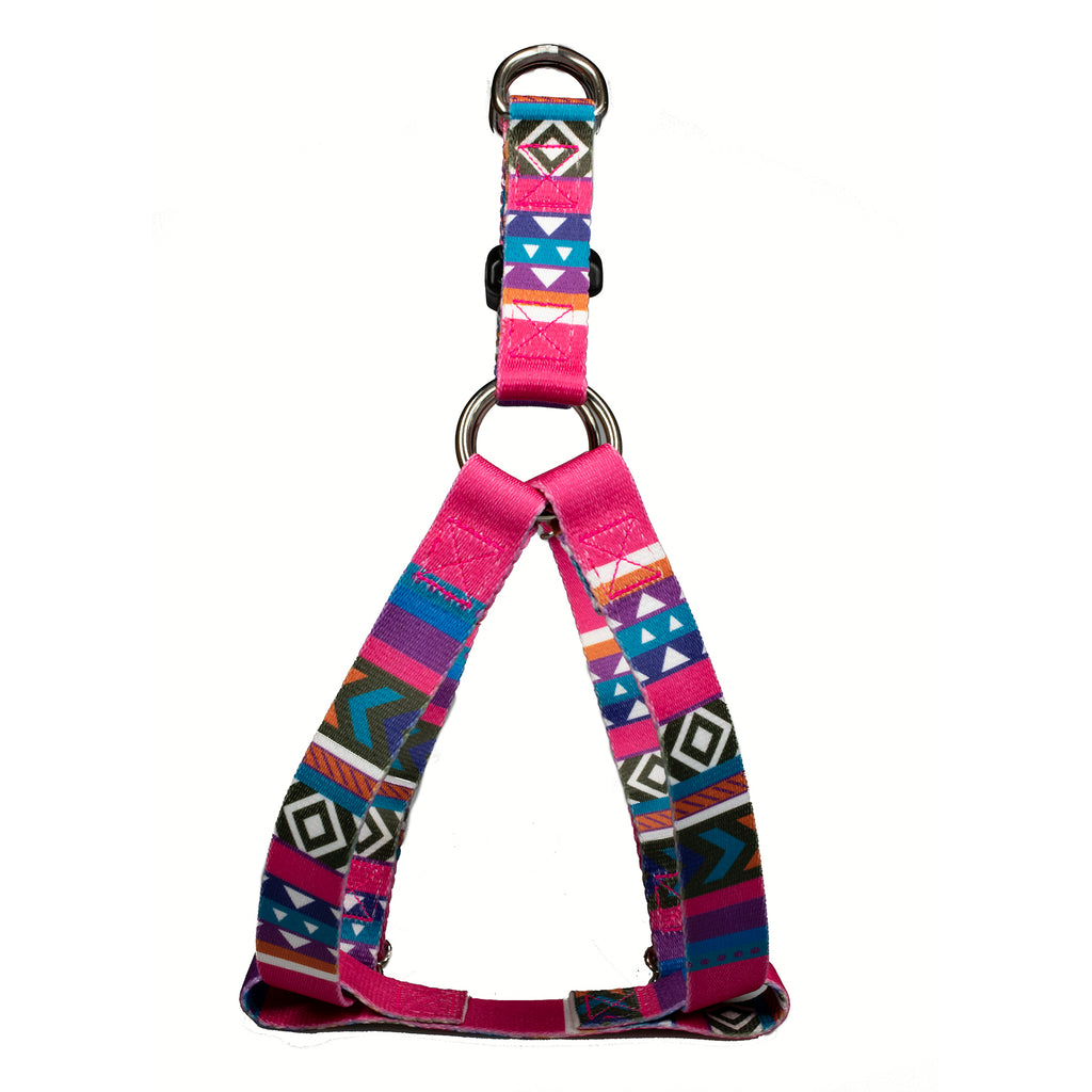 pink geometric print dog harness
