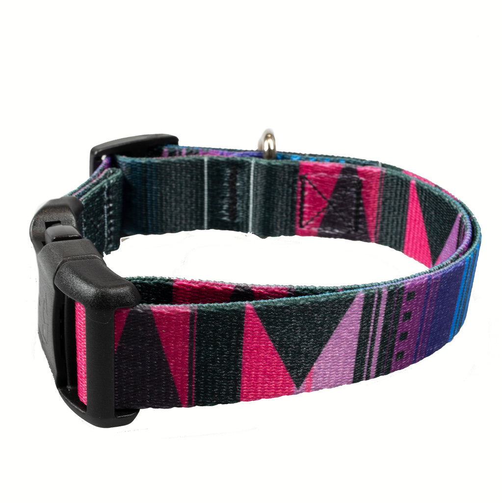 purple geometric print dog collar